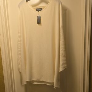 Lane Bryant Cream Off-Shoulder Knit Sweater